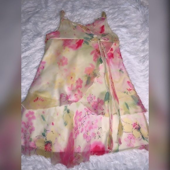 Biscotti 100% Silk Dress Yellow Floral Girls 2T - Picture 1 of 3